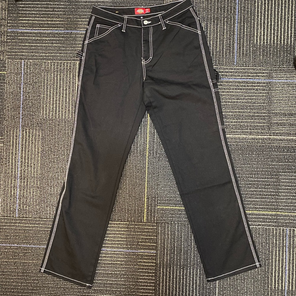 Black Dickies Skinny Jeans With White Stitching-Tight Fit